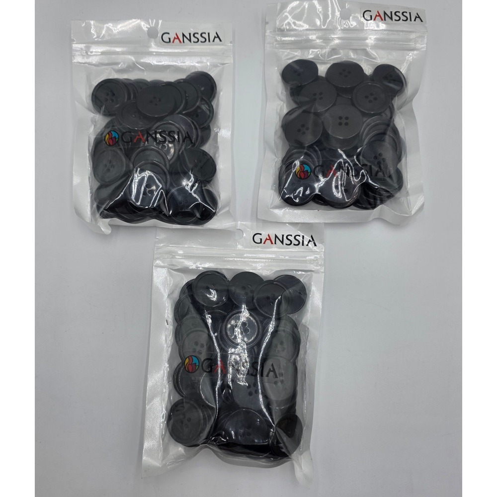 Ganssia 150pc Black Resin Buttons 25mm 1 Inch 4-Hole Bulk Sewing Crafting SS-69